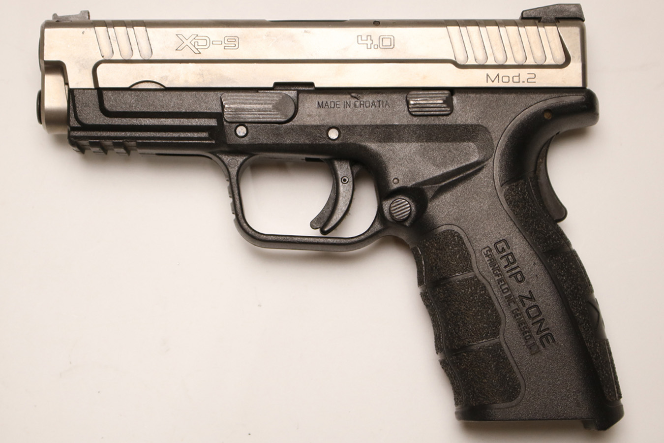 SPRINGFIELD XD Mod.2 4.0 9mm Used Police Trade-in Pistol with Stainless Slide and GRIP ZONE